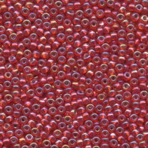 8/0 Miyuki Seed Beads - 25g Bag β Silver Lined Flame Red AB - Colour 1010