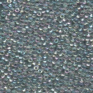 8/0 Miyuki Seed Beads - 25g Bag – Transparent Light Blue Gold Luster - Colour 2443