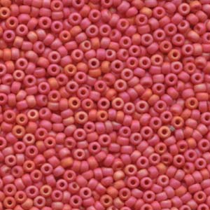 8/0 Miyuki Seed Beads - 25g Bag – Matte Opaque Vermillion Red AB - Colour 407FR