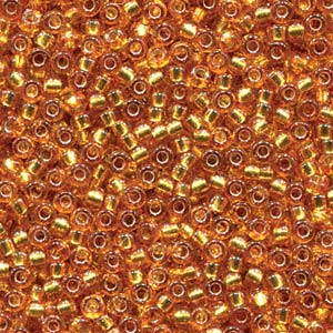 15/0 Miyuki Seed Beads - 5g Bag – Silver Lined Dyed Amber Gold – Colour 4261
