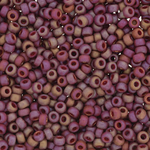 15/0 Miyuki Seed Beads - 5g Bag β Frosted Opaque Glaze Rainbow Dark Red - Colour 4696