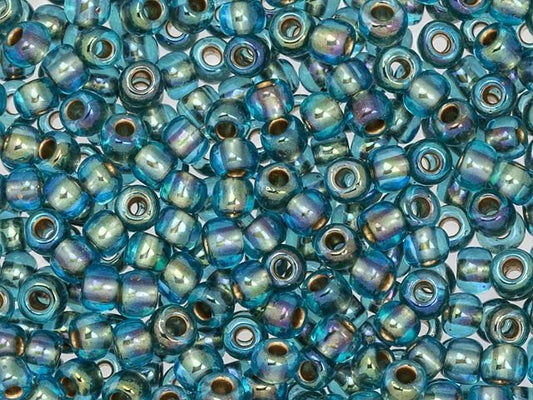 11/0 Toho Seed Beads - 10g Bag – Gold Lined Rainbow Aqua