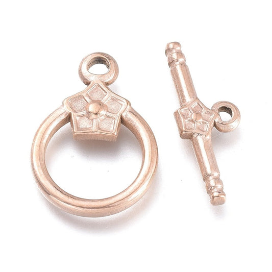 Rose Gold Petal Toggle Clasp 14mm