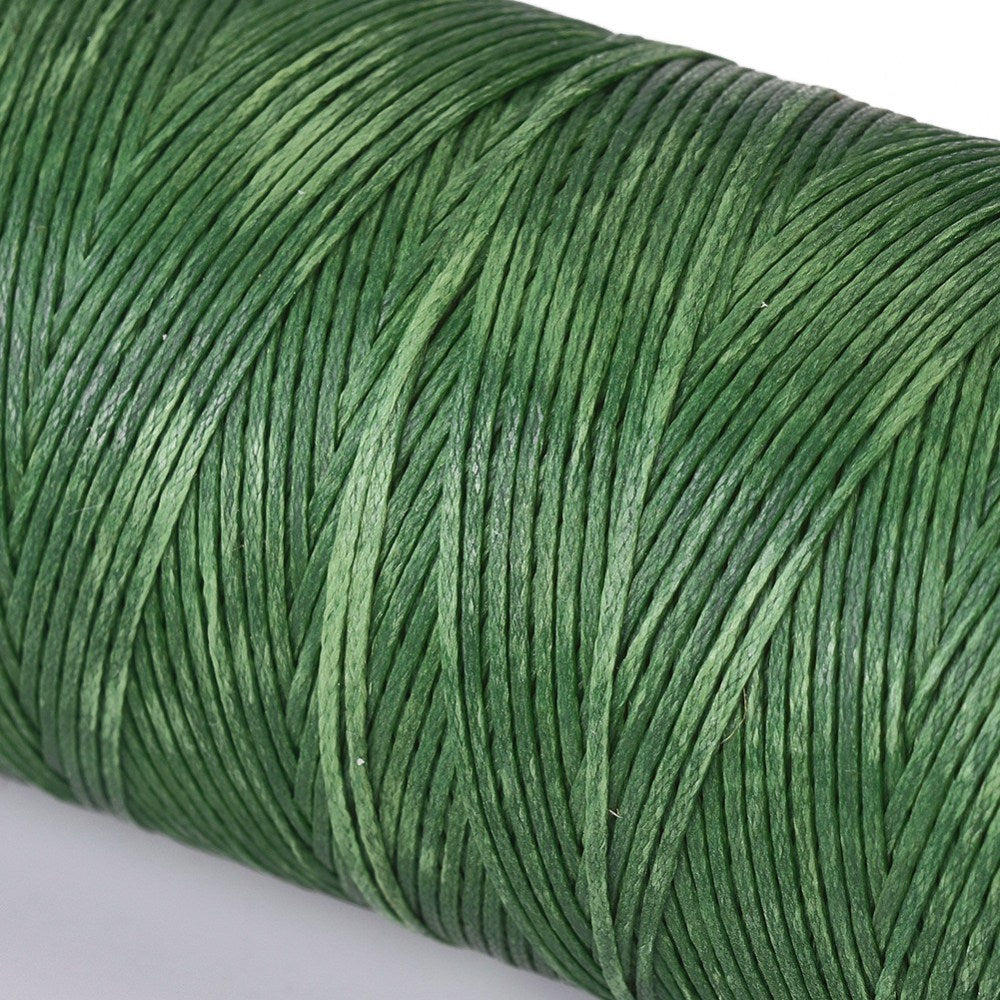 0.8mm Waxed Flat Polyester Cord - Spool of 20 Meters - Sea Green