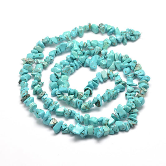 5x8mm Turquoise Magnesite Chip Beads – 76cm Strand