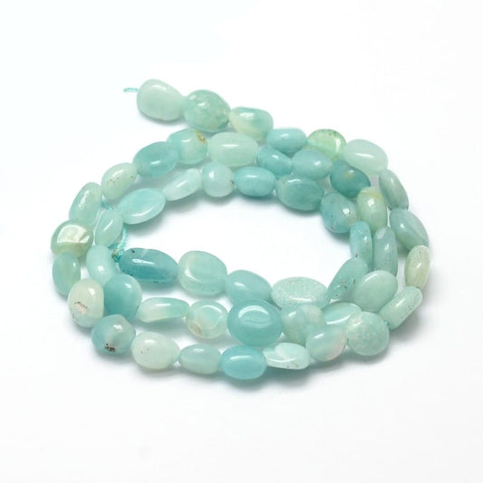 5-8mm Amazonite Smooth Nugget Bead Strand - Approx 14 Inches