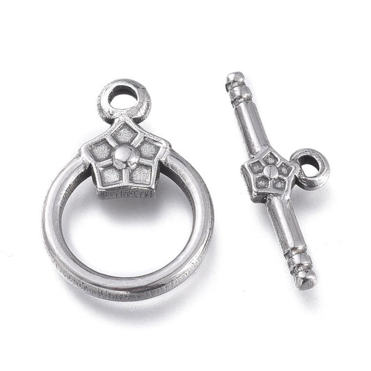 Platinum Plated Petal Toggle Clasp 14mm