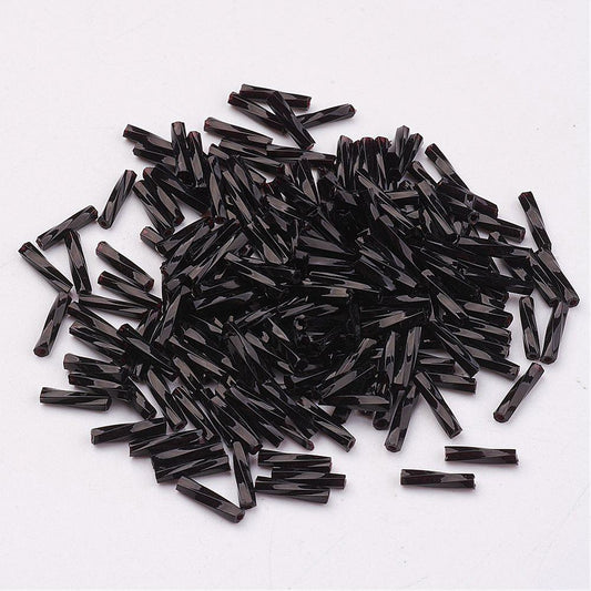 6x2mm FGB Twisted Bugle Beads - 10g - Black