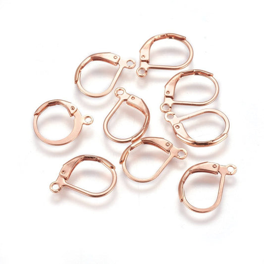 Rose Gold Oval Leverback Earring Findings x 10 pairs