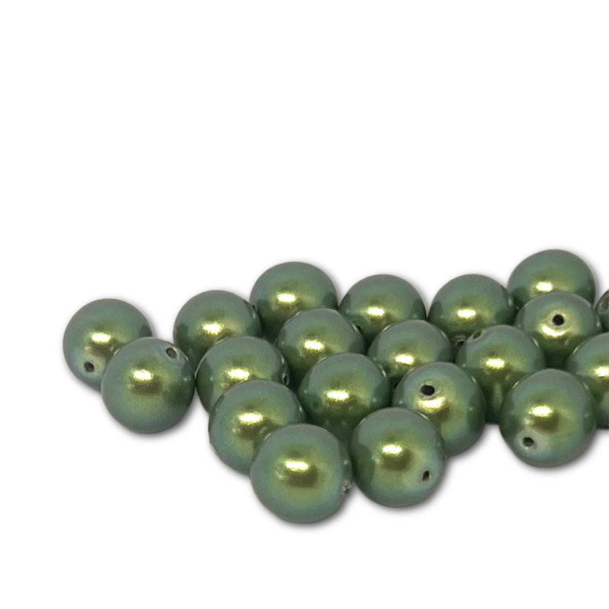 8mm Czech Round Glass Pearl Strand of 25 – 30008 – Evergreen