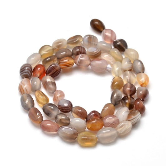 5-8mm Large Natural Botswana Agate Polished Nugget Bead Strand - Approx 50 Beads