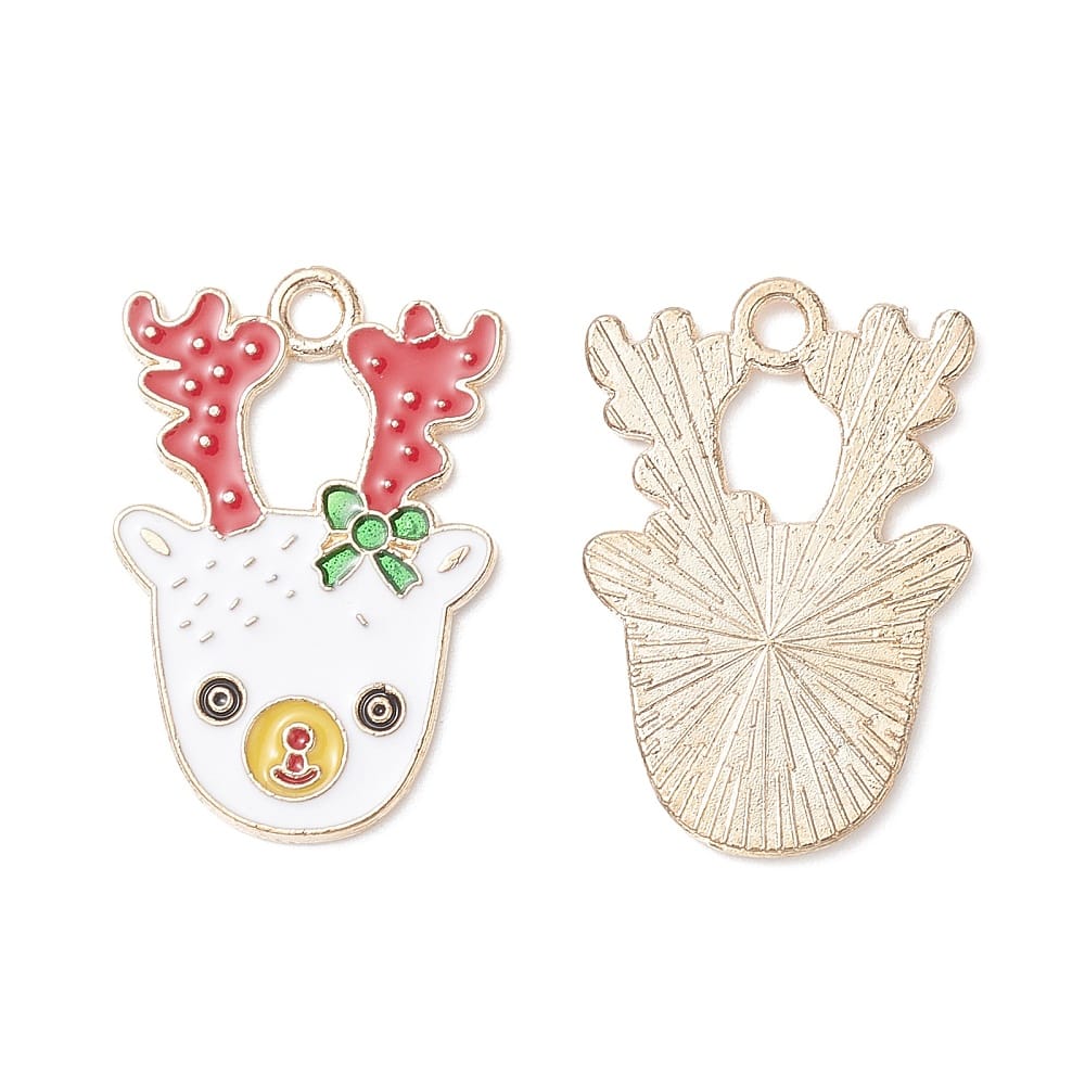 Gold Plated Enamel Elk Charm 28x18mm - Pack of 2