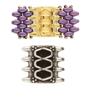 Azalas 4 SuperDuo Connector - Antique Silver - Pack of 1