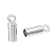 Silver Plated Cord End with Loop  8x2.5mm – Pack of 10