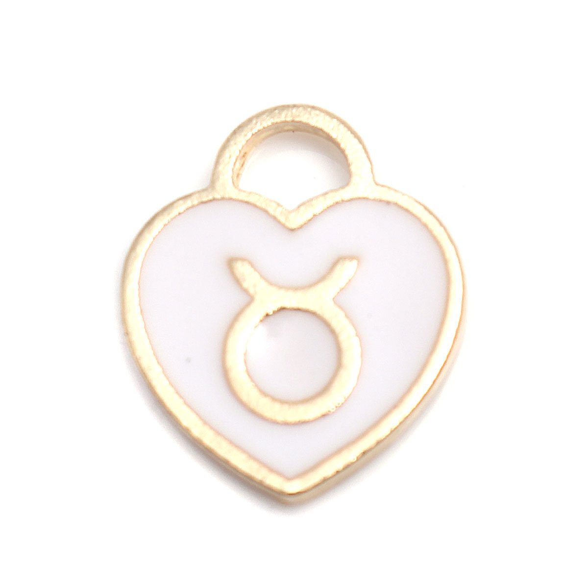 Gold Plated Enamel Zodiac Charm - 14x12mm - Taurus