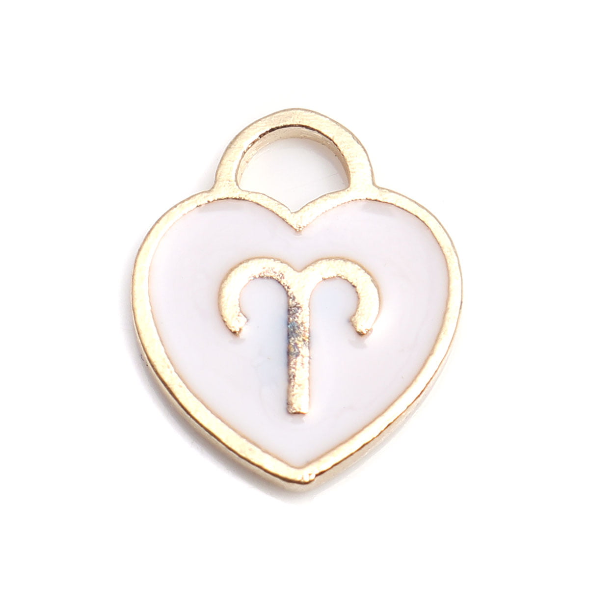 Gold Plated Enamel Zodiac Charm - 14x12mm - Aries