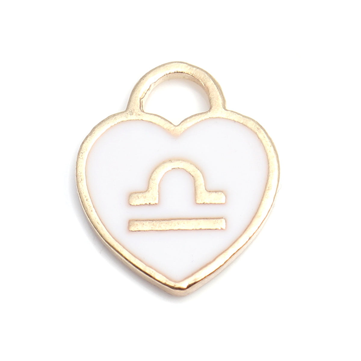 Gold Plated Enamel Zodiac Charm - 14x12mm - Libra
