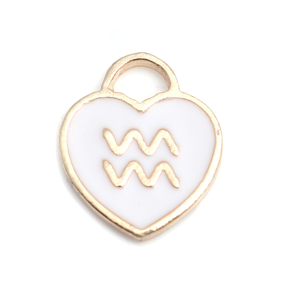 Gold Plated Enamel Zodiac Charm - 14x12mm - Aquarius