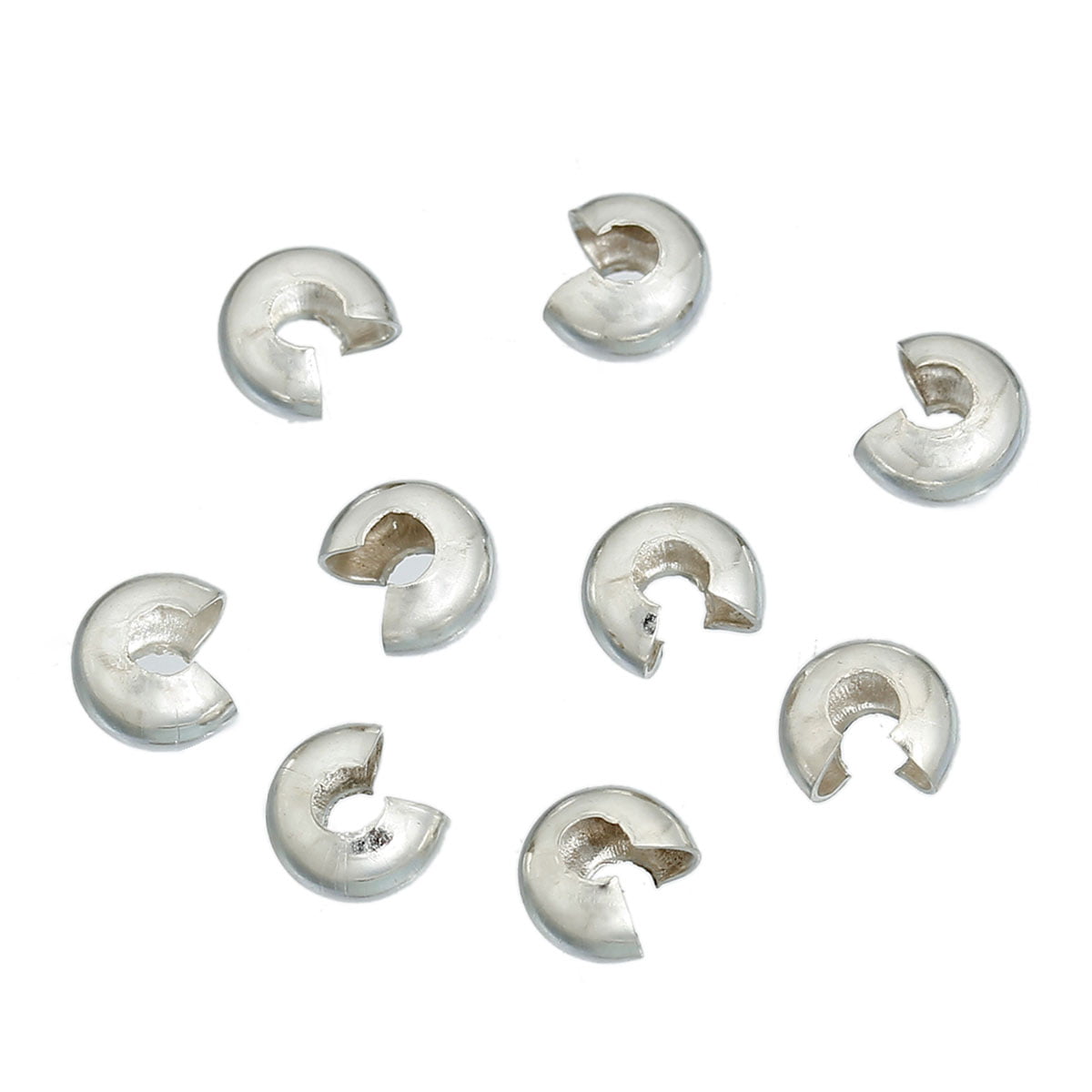 3mm Silver Plated Crimp Covers x 25
