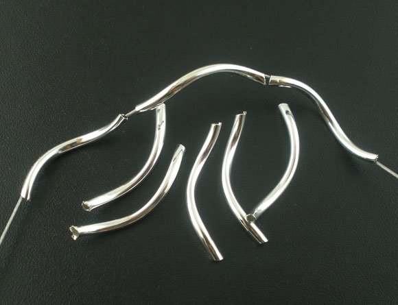 Silver Plated Extra Twisty S Tube Beads 2x26mm β 10 Pack