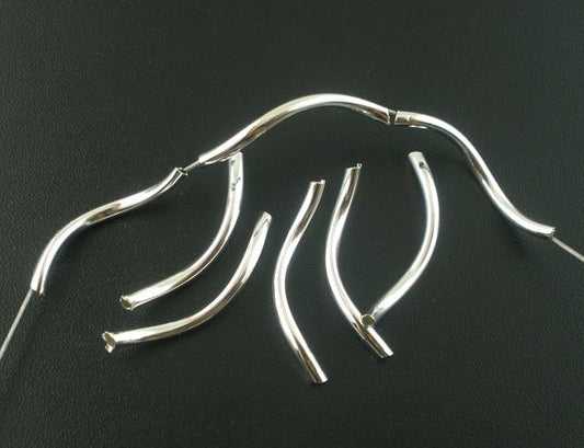 Silver Plated Extra Twisty S Tube Beads 2x26mm – 10 Pack