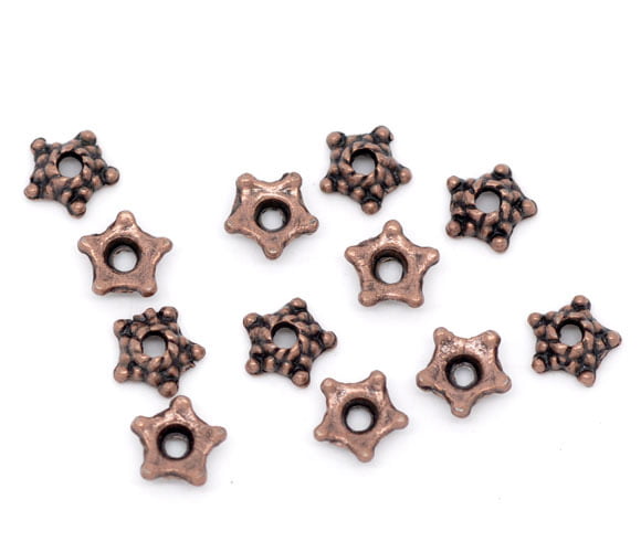 Antique Copper 5mm Bali Style Flower Bead Cap - Bag of 10