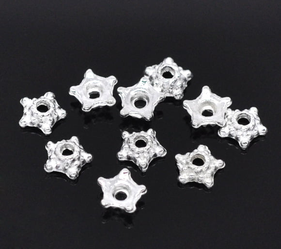 Silver Plated 5mm Bali Style Flower Bead Cap – Bag of 10