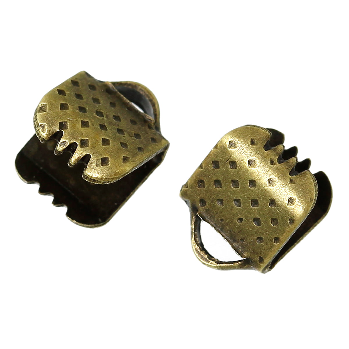 Antique Brass Ribbon Clamp 6x8mm - Pack of 2