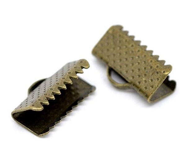Antique Brass Ribbon Clamp 13mm β Pack of 2
