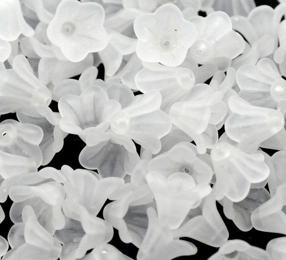 Small White Frosted Lily Flower Bead 14x10mm β Pack of 10