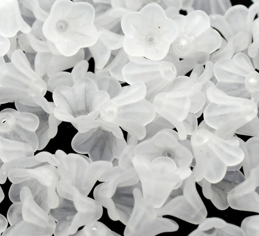 Small White Frosted Lily Flower Bead 14x10mm – Pack of 10