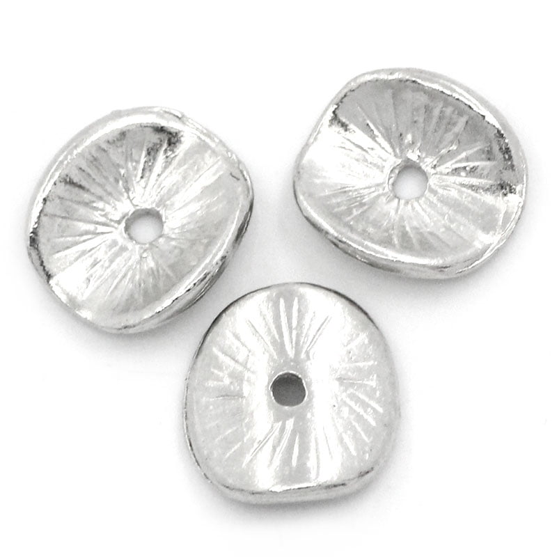 Antique Silver Wavy Spacer 10x9mm β Pack of 10