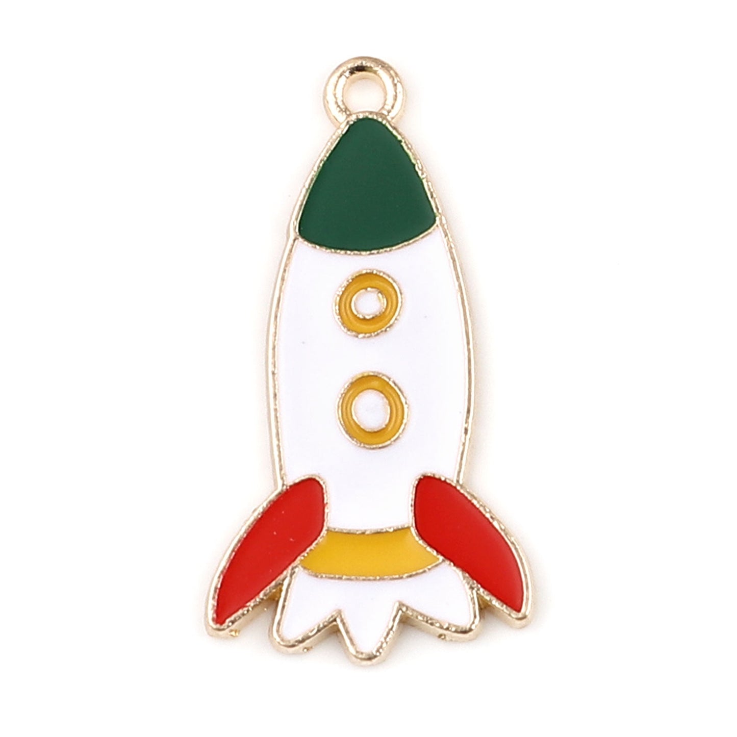 Gold Plated Rocket Enamel Pendant 35x18mm - Pack of 2