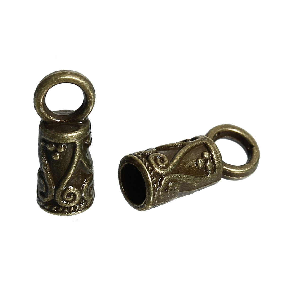 Antique Brass Decorated Cord Ends 14x5mm - per pair