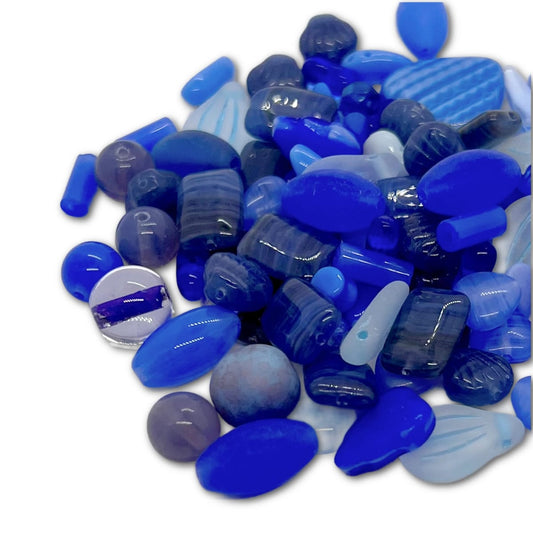 Preciosa Pressed Glass Blue Mix - Approx 50g