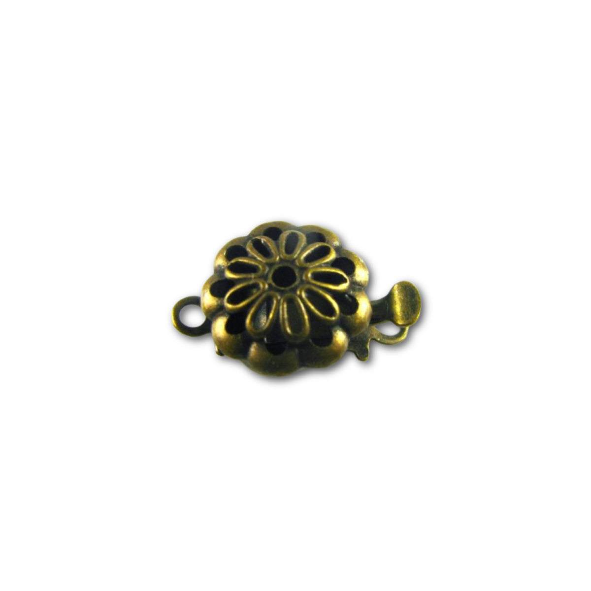 Round Filigree Box Clasp 13x9mm - Antique Brass - Pack of 10