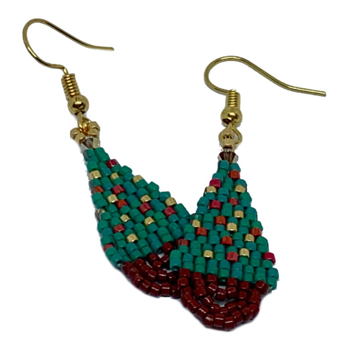 Brick Stitch Christmas Tree Earring Kit with Preciosa Crystals