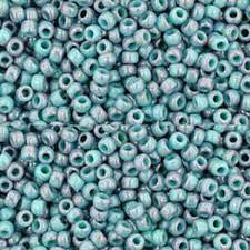 11/0 Toho Seed Beads - 10g Bag – Marbled – Opaque Turquoise/Amethyst - Colour 1206