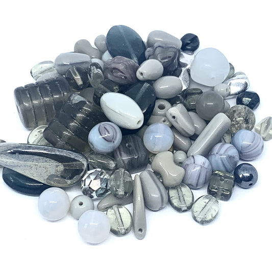 Preciosa Pressed Glass Grey Mix - Appprox 50g