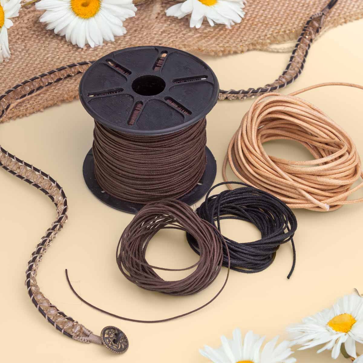 Black 1mm Waxed Cotton Cord β 100 Meter Spool