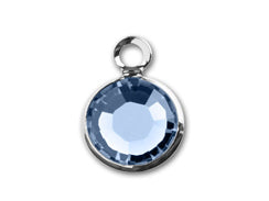 Silver Plated Preciosa Birthstone Channel Charm – 6mm – Light Sapphire (July Birthstone)