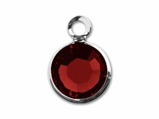 Silver Plated Preciosa Birthstone Channel Charm – 6mm – Siam (January Birthstone)