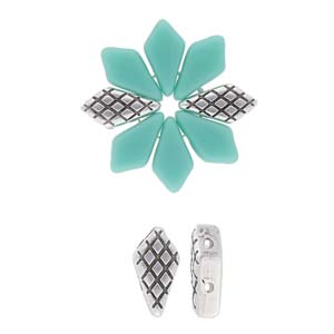 Vardia - Kite Bead Substitute - Antique Silver Plated - Pack of 2