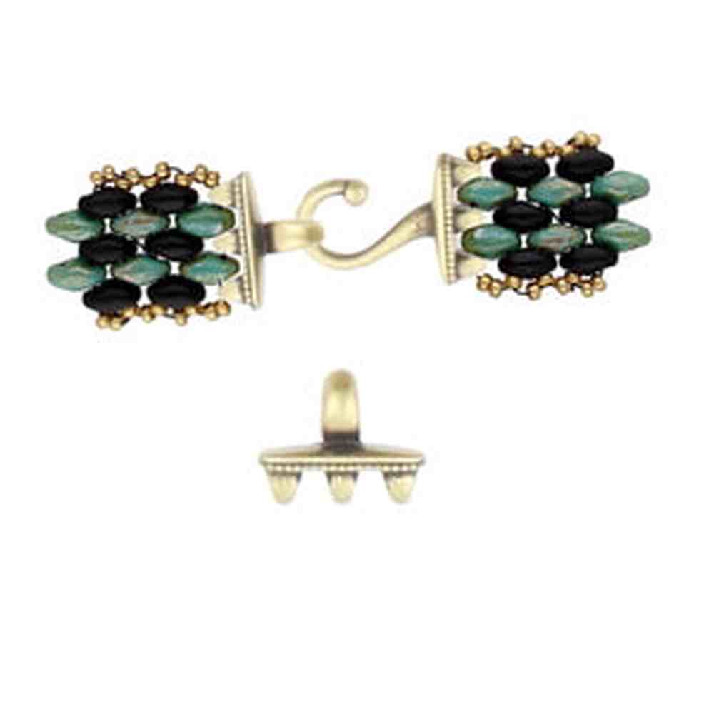 Mesaria 3 - Superduo Eye - Antique Brass Plated - Pack of 2