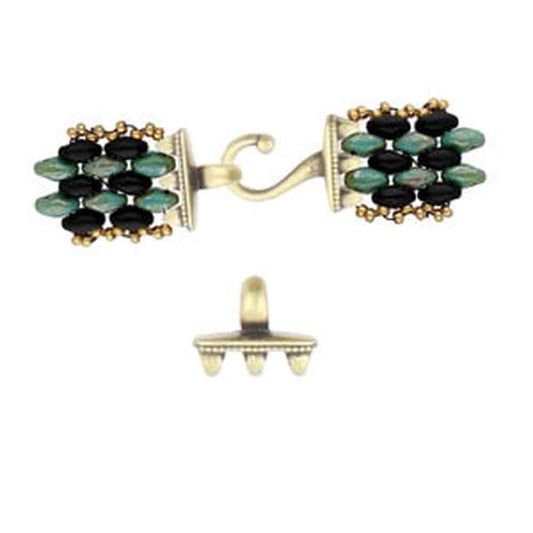 Mesaria 3 - Superduo Eye - Antique Brass Plated - Pack of 2