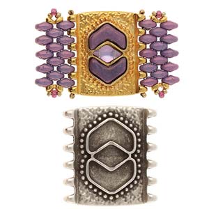 Pitrofos - Superduo Connector - Antique Silver Plated - Pack of 1