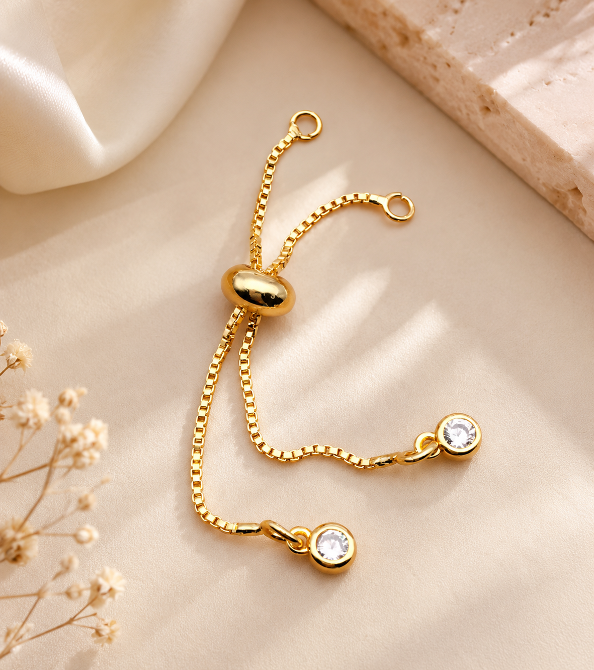 18K copper plated real golden with zirconium pull-out bracelet
