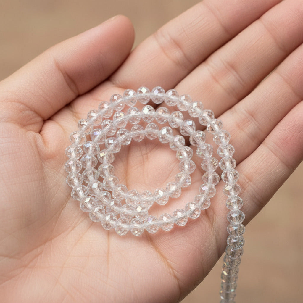 6x8mm Crystal Rondelle Bead Strand – Approx 70 Beads – Crystal