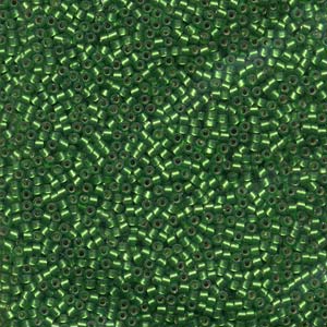 11/0 – Miyuki Delica - 5g Bag – Semi Matte Silver Lined Medium Green – DB688