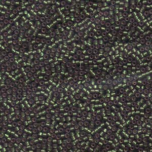 11/0 – Miyuki Delica - 5g – Semi Mat Silver Lined Dk Grey Dyed Green – DB690